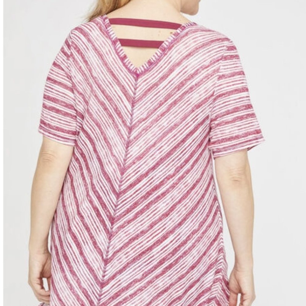 New Catherines Tunic Top Strappy Back Shirt 3X WP 3X Petite Burgundy